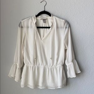 H&M White Flowy Cinched Blouse